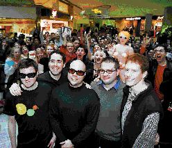 Naked Lunch: Barenaked Ladies, left to right, Kevin Hearn, Ed Robertson, Tyler Stewart, Steven Page and Jim Creeggan at Edmonton Centre on Thursday. (By Rick MacWilliam)